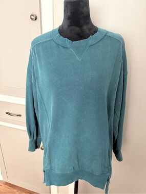 Free People Men's Teal Crewneck Pullover